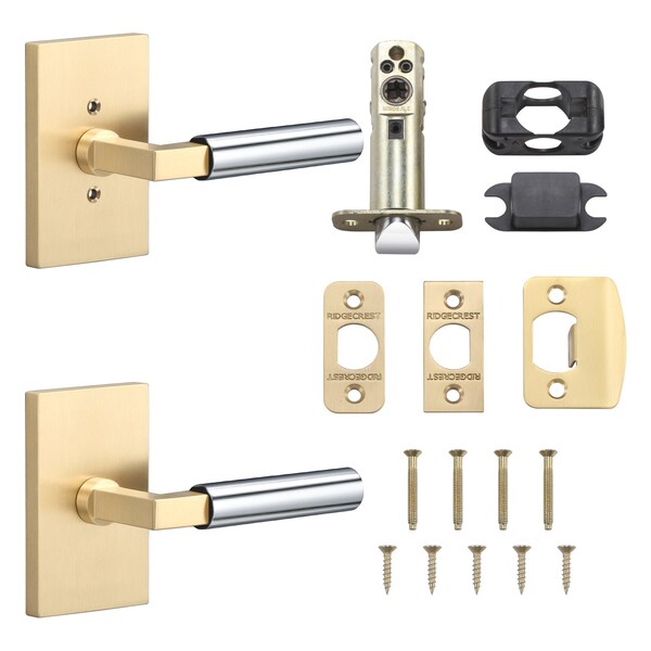 Sure-Loc Hardware Levanto Passage Rosette, Satin Brass, Smooth Grip In Polished Chrome